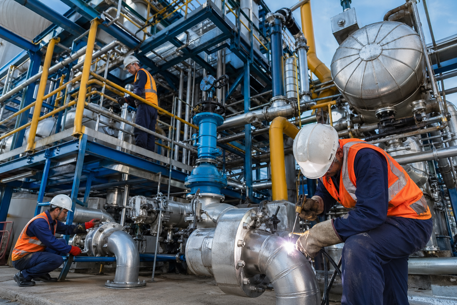 Rohrleitungsbau in Chemieanlage