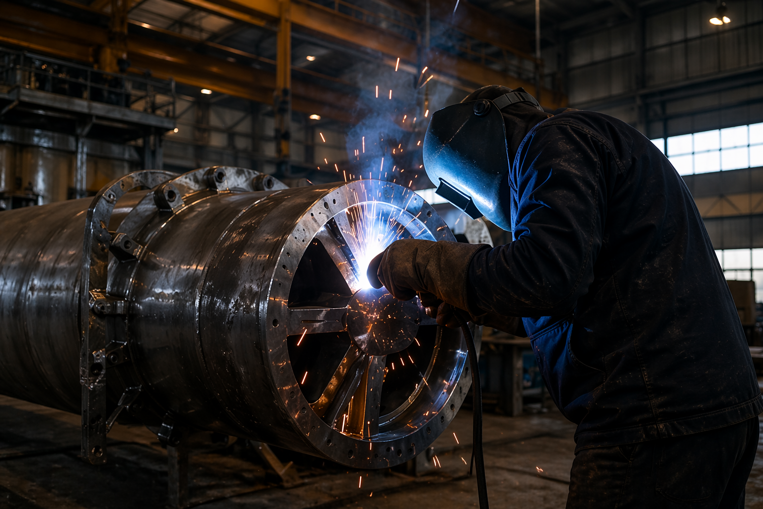 Schweißarbeiten an einer Rohrleitung